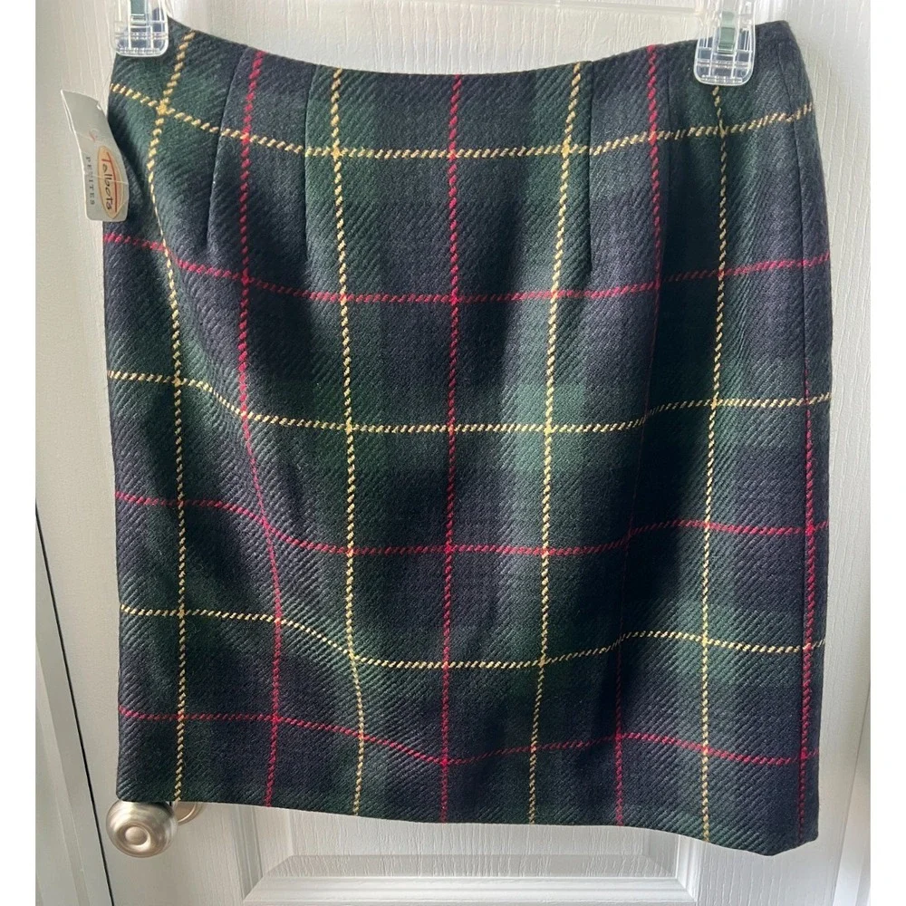 Vintage Talbots Womens Skirt Tartan Plaid‎ 100% Wool Pencil Size 10P NEW